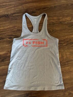 Under Armour FISH Gray Tank Top with FISH Logo - SMALL (heat gear)